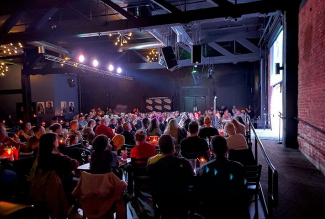 Audience at a weed comedy show
