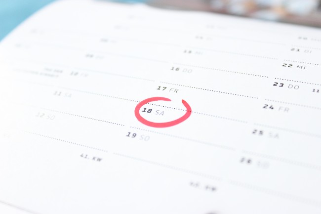 Calendar with day marked