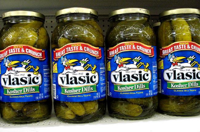 Jars of kosher pickles