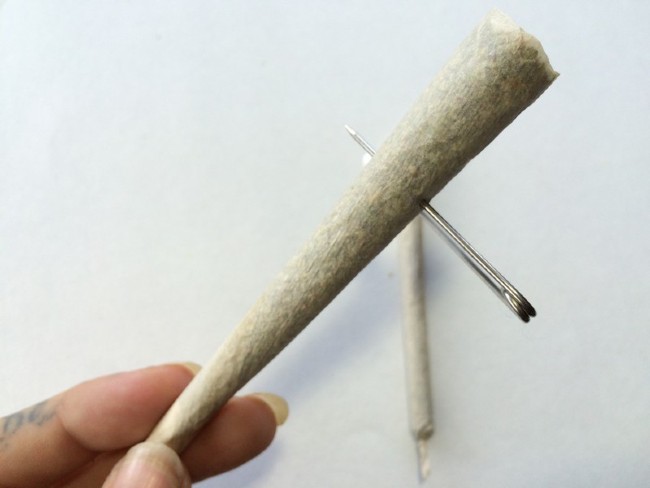 A pin poked through a joint
