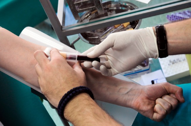 Someone getting blood drawn