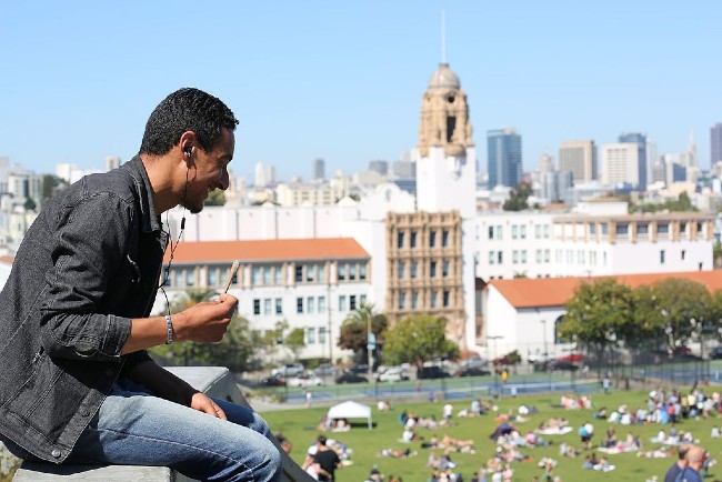 Someone smoking at Dolores Park
