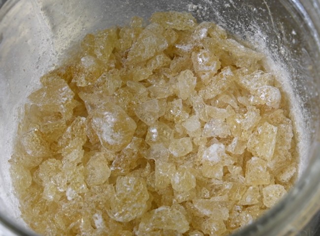 THCA isolate crystals extracted via mechanical separation.