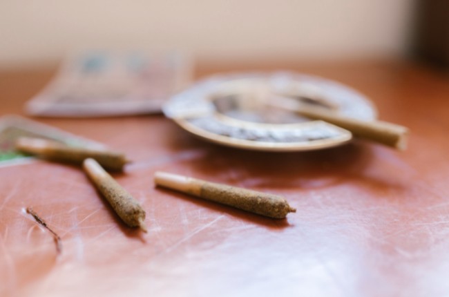 a couple of joints near an ash tray