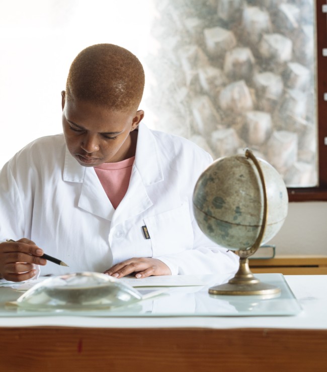 Scientist reading