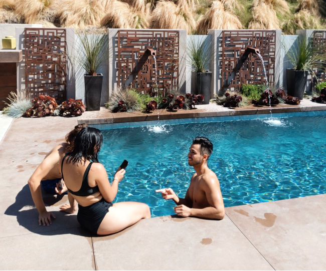 People hanging out in pool