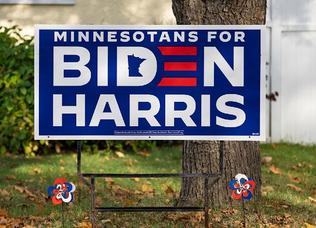 Sign for Joe Biden and Kamala Harris 2020 election campaign